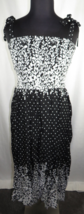 NWT Plus Size 2X Zenobia Black/White Floral/Polka Dot Smocked Maxi Dress - $25.00