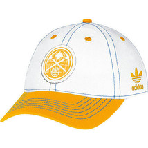 Adidas Women&#39;s Denver Nuggets Basic Slouch White Adjustable Cap NEW - £19.98 GBP