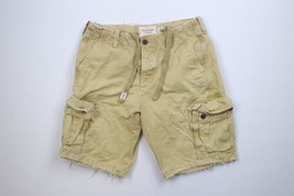 Vintage Abercrombie &amp; Fitch Mens 33 Distressed Button Fly Cargo Shorts Beige - £42.60 GBP