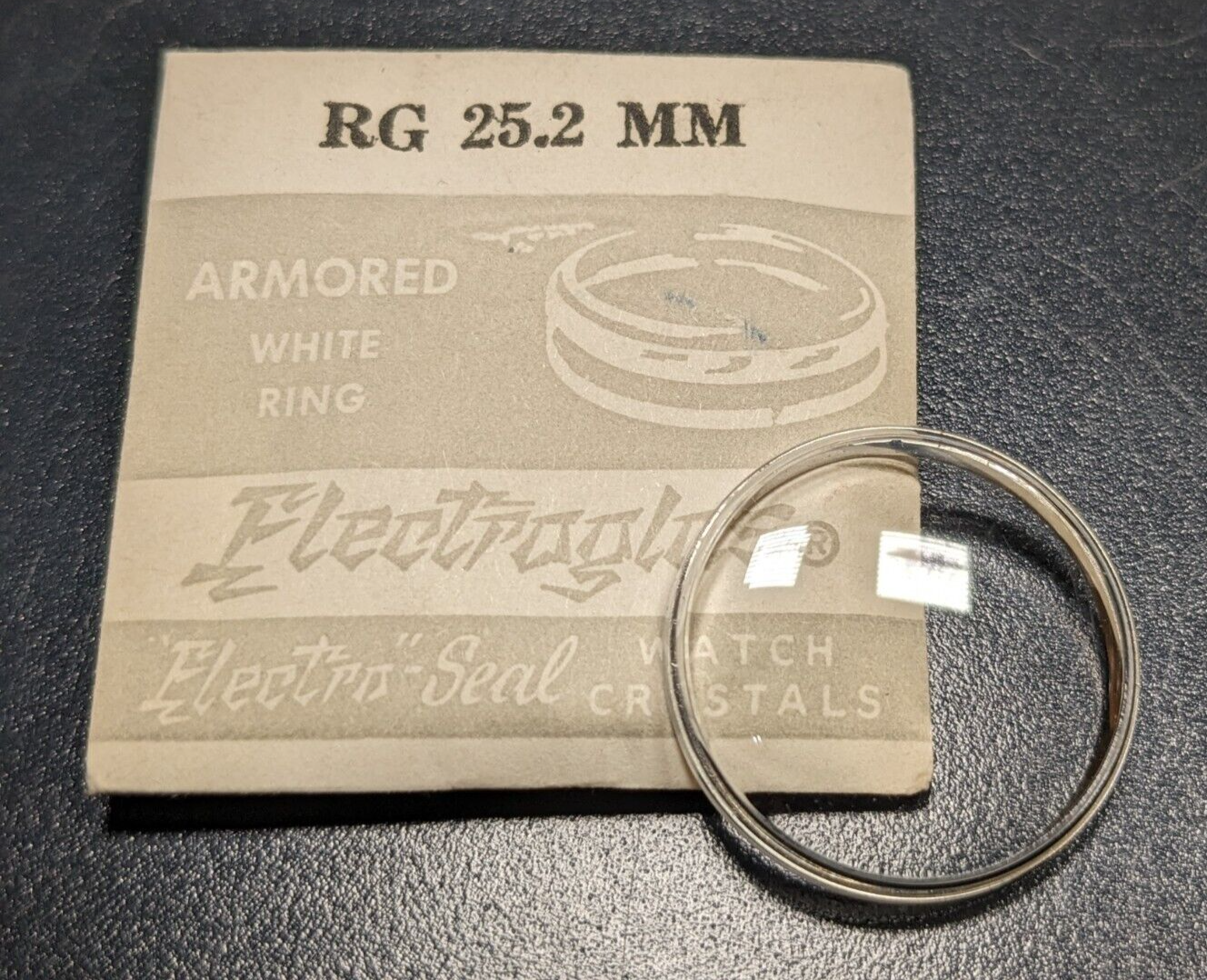 NOS Vintage Electroglas Armored White Tension Ring Watch Crystal RG 25.2 MM - $13.85