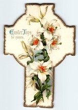 Easter Postcard Joys Be Yours Die-Cut Lilies Flowers Cross Ernest Nister Unused - £11.50 GBP