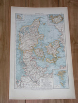 1899 Antique Map Of Denmark / Schleswig Holstein Germany / Faroe Iceland - £15.81 GBP