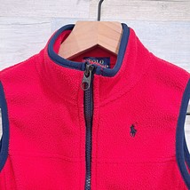 POLO Ralph Lauren Full Zip Fleece Vest Jacket Red Blue Tipping Pockets B... - $29.69