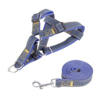 Pet Jean Leash Dog Collar Set boy Harness Traction Set Dogs Traction Rope Suitab - £61.05 GBP