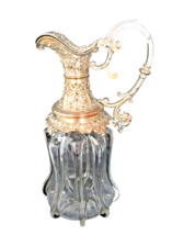 Antique Claret Jug Decanter Silver Plate Cut Glass Wine Bacchus Server Pitcher - £453.63 GBP