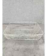 Vintage Metal Wire White Painted Basket With Handles 14” X 10” 4” Deep - $23.98