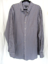 Van Heusen men's shirt button down XXL/18-18-1/2 black white check long sleeves - £10.81 GBP