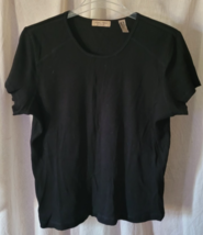 Women&#39;s I.E. Woman Relaxed Shirt Size 1X Black Pullover Short Sleeve Casual - $14.99