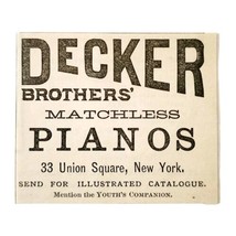 Decker Brothers Piano 1885 Advertisement Victorian Musical Instrument AD... - $9.99