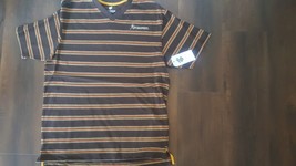 Rocawear brown stripe short sleeve V-neck T-shirt Rocawear T-shirt Brown Tee M - £7.87 GBP