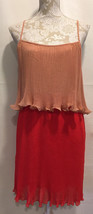 Ark and Co Women Career Coral Red Tiered Pleated Sleeveless Dress Sz L Large NWT - £12.30 GBP