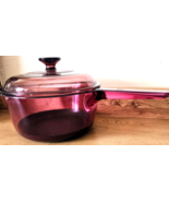 Vision Corning Ware Cranberry 2.5 L Sauce Pan Pot Teflon Dual Handle w/ ... - $24.89 CAD