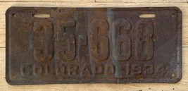 Vintage 1934 COLORADO License Plate - 35-668 - Rusty - £52.31 GBP