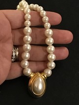 Authentic Vintage Napier Faux Pearl Rhinestone Glamour Necklace 17” - £27.45 GBP