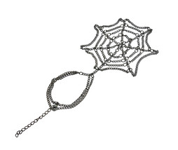 Zeckos Gunmetal Finish Spider Web Design Link Hand Bracelet - £11.53 GBP