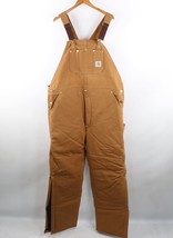 NOS Vtg 90s Carhartt Mens 44x34 Spell Out Quilt Lined Arctic Overalls Bibs USA - £157.74 GBP