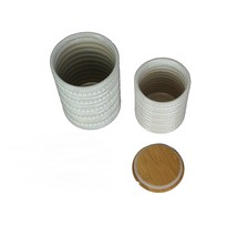 Scratch &amp; Dent Set of 2 White Ceramic Jar Vintage Decorative Container C... - £27.23 GBP