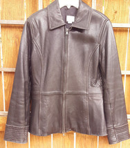 Apt 9 Leather Jacket-L-Black-Pockets-Lambskin Leather-Zipper-Distressed- - $22.43