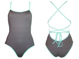 NWT MELISSA ODABASH halter swimsuit 46 12 maillot designer luxe aqua tob... - £91.20 GBP
