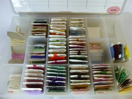 70+ Cards Assorted Embroidery Floss In Darice Plastic Organizer Box - £30.92 GBP