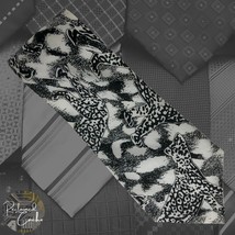 Cavona 100% Silk Black White Leopards Print Handmade Pointed Necktie Nov... - $16.00
