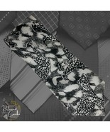 Cavona 100% Silk Black White Leopards Print Handmade Pointed Necktie Nov... - $16.00