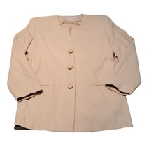 Oleg Cassini Vintage Longer Length Cream 3 Button Blazer Suit Jacket Size 6 - £29.80 GBP