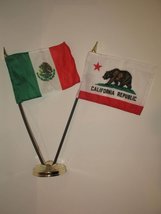 NOV California Cali Republic State and Mexico Mexican 4&quot;x6&quot; Miniature Flags Desk - £3.10 GBP