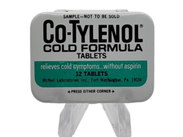 Vintage medicine tin: Co-Tylenol Cold Formula 12 Tablets ~ Empty - £7.75 GBP