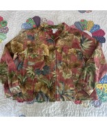 Coldwater Creek Floral Jacket fall floral button down 100% Cotton USA Sz. L - $368.02 MXN