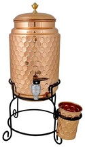 Ayurveda Copper Diamond Cut 5 Liter Copper Water Dispenser Matka Tank Pot with 1 - £54.43 GBP