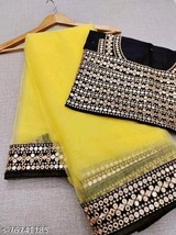 Sari Yellow Bollywood Sari Indian Designer Party Saree Wedding Net Silk Saree - £32.37 GBP