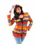 Handmade Boho Hoodie 100% Pre-Washed Cotton Pixie Hood Rainbow S-M-L-XL - $59.99