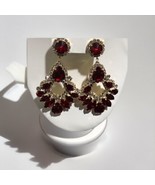 Natasha Crystal Drop Statement Earrings red - £41.90 GBP