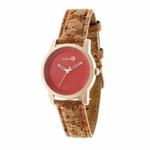NEW Earth EW2904 Unisex Cork-Overlaid Leather Red Dial Rose Gold Canopies Watch - £65.86 GBP