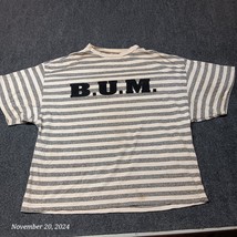 ** Vintage B.U.M. BUM Equipment T shirt Adult XL Gray Striped - £14.68 GBP