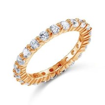 3mm Round Created Diamond Full Eternity Stack Ring Wedding Band Rose Gold Over - £65.35 GBP