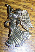 Wonderful Rhinestone Heraldic Angel Brooch Gloria Pin - £7.90 GBP