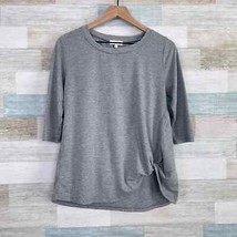 Simply Southern Twist Hem Tunic Top Gray 3/4 Sleeve Relaxed Casual Women... - $18.80