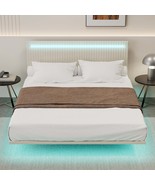 Beige Velvet Floating Bed Frame with LED Lights - €160,40 EUR