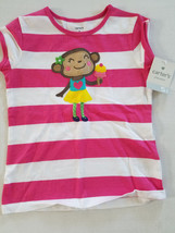 Carter&#39;s Girls Playwear Pullover Top Sizes 5 NWTPink Stripe WMonkey  - $12.99