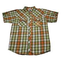 Rocawear Shirt Youth XL Boys 18 20 Green Orange Plaid Button Up Short Sleeve - £14.93 GBP