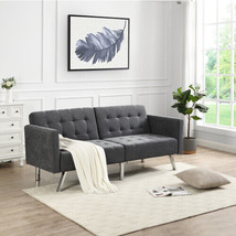 Sofa Bed Convertible Folding Dark Grey Lounge Couch Loveseat - Dark Gray - £240.14 GBP