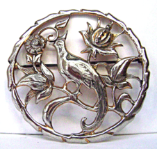 Vintage Sterling Bird of Paradise Brooch Art Nouveau Style Signed Bond B... - £27.45 GBP