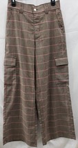 No Boundaries Cargo Wide Leg Woman Pants Size Small (4-6) Color Brown Plaid - $19.79