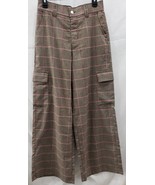 No Boundaries Cargo Wide Leg Woman Pants Size Small (4-6) Color Brown Plaid - $361.46 MXN