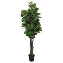 Artificial Fiddle Leaf Fig Tree 134 Leaves 120 cm Green - £52.62 GBP