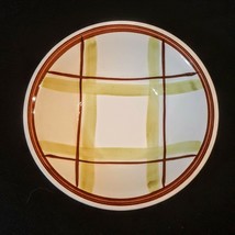 Edwin Knowles Vegetable Serving Bowl Green Brown Plaid 8.75&quot; VTG Dinnerw... - $15.83