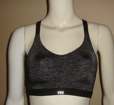 VSX Sport Victoria Secret Sports Bra Size 32D Gray Black Crossback Straps - $14.84