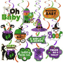 24PCS Halloween Baby Shower Decorations Halloween Hanging Swirls A Baby is Brewi - £18.09 GBP